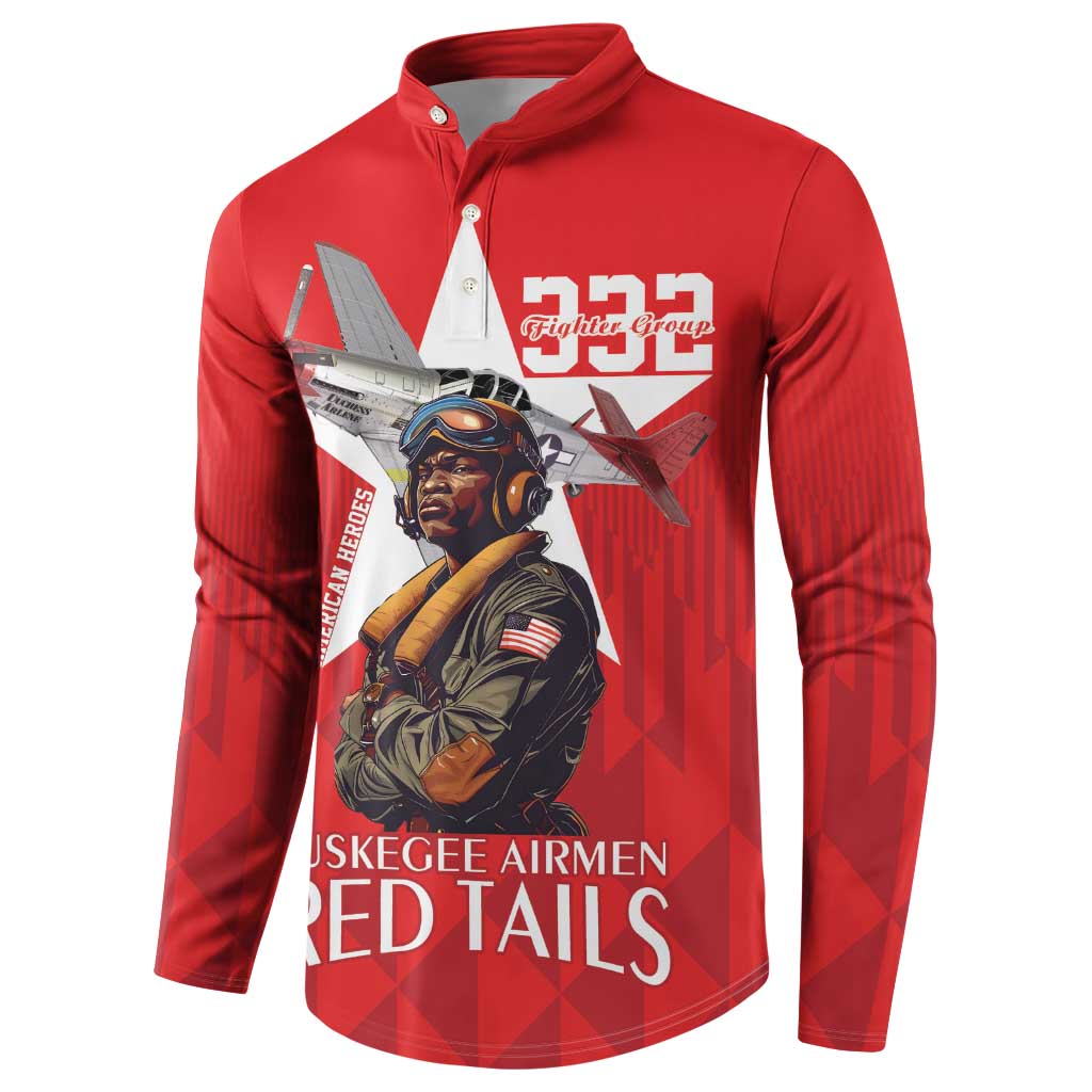 Tuskegee Airmen Red Tails Button Sweatshirt African American Pilots Heritage Red Style - Wonder Print Shop
