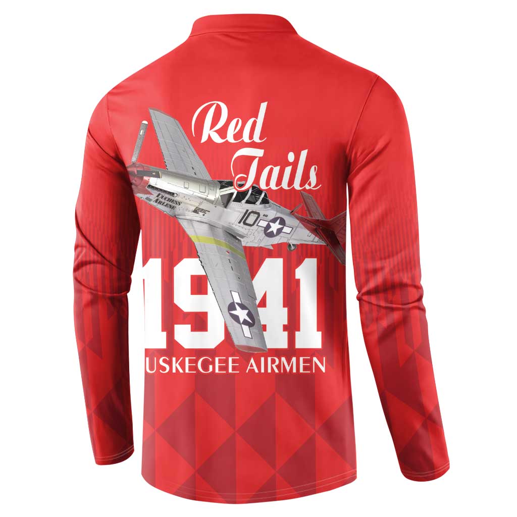 Tuskegee Airmen Red Tails Button Sweatshirt African American Pilots Heritage Red Style - Wonder Print Shop