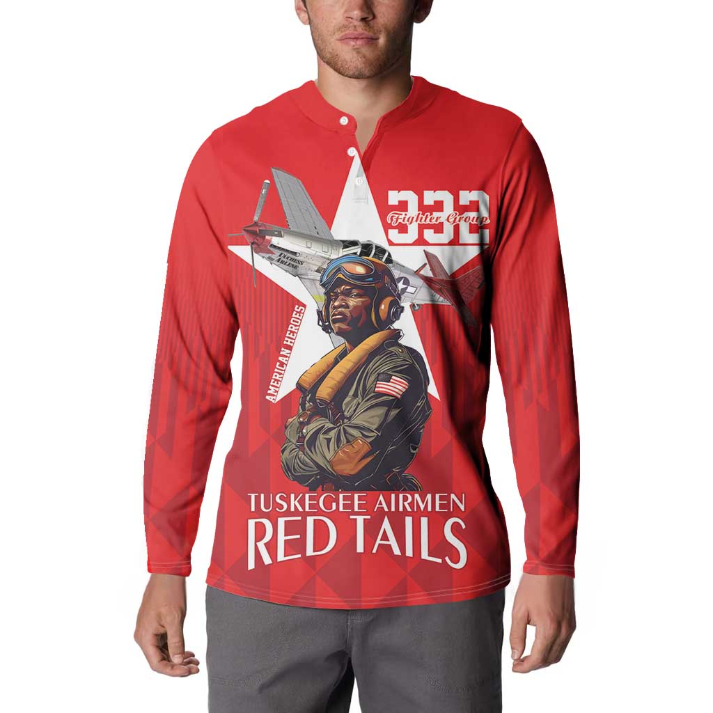 Tuskegee Airmen Red Tails Button Sweatshirt African American Pilots Heritage Red Style - Wonder Print Shop