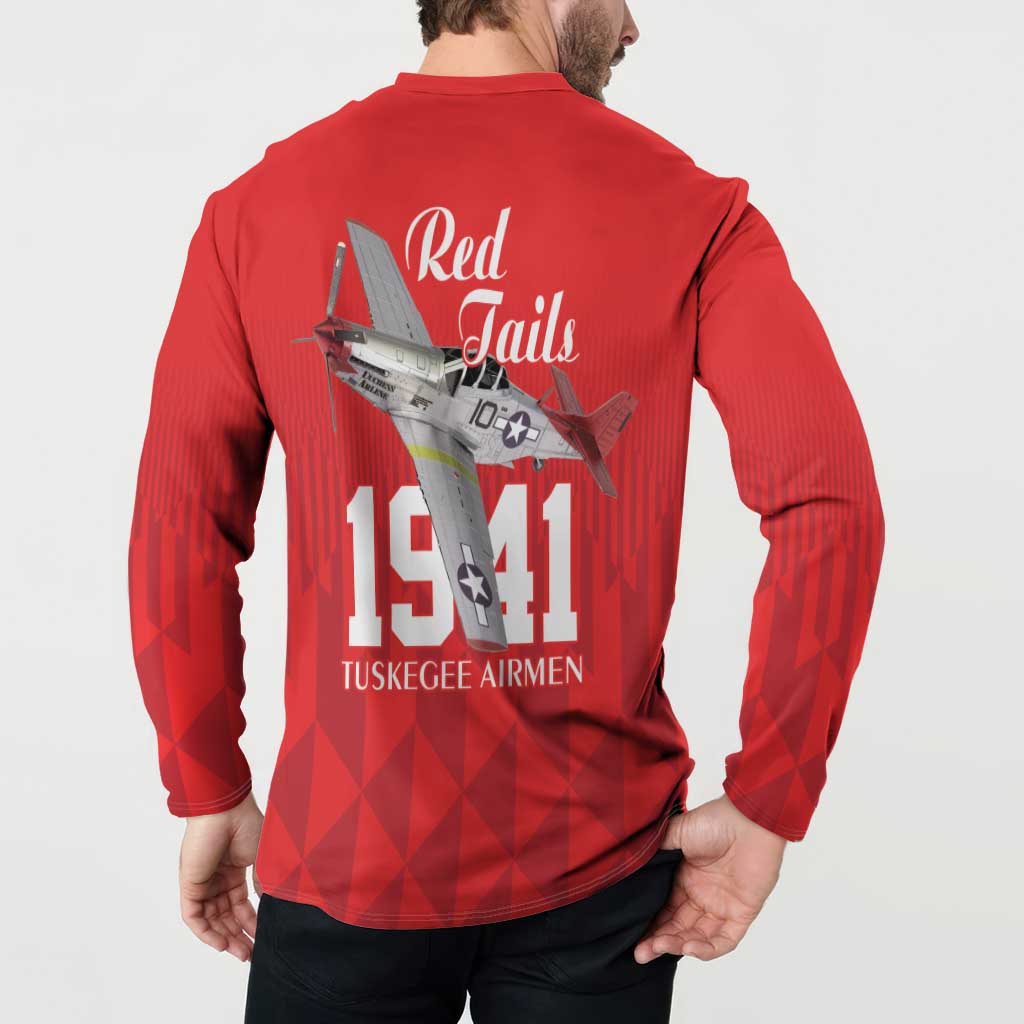 Tuskegee Airmen Red Tails Button Sweatshirt African American Pilots Heritage Red Style - Wonder Print Shop