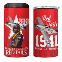Tuskegee Airmen Red Tails 4 in 1 Can Cooler Tumbler African American Pilots Heritage Red Style - Wonder Print Shop