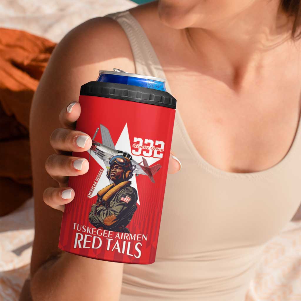 Tuskegee Airmen Red Tails 4 in 1 Can Cooler Tumbler African American Pilots Heritage Red Style - Wonder Print Shop