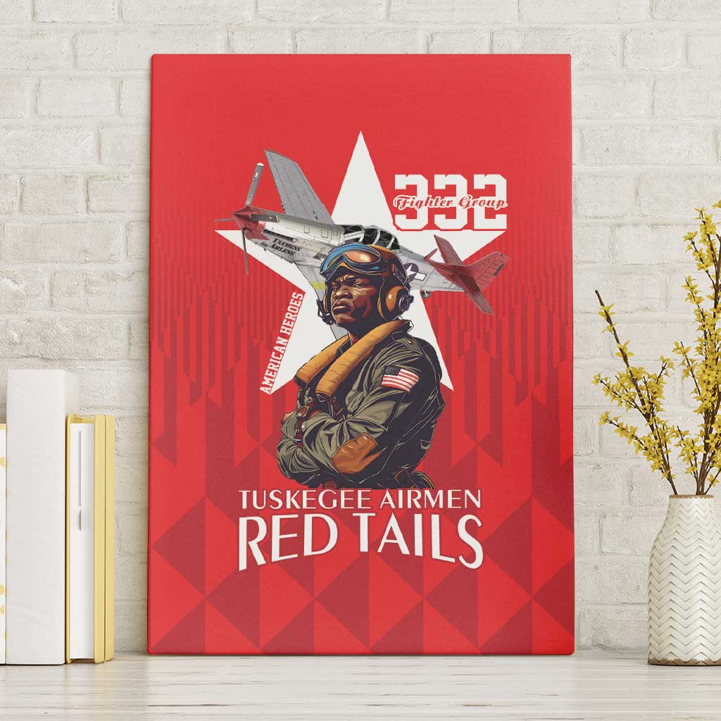 Tuskegee Airmen Red Tails Canvas Wall Art African American Pilots Heritage Red Style - Wonder Print Shop