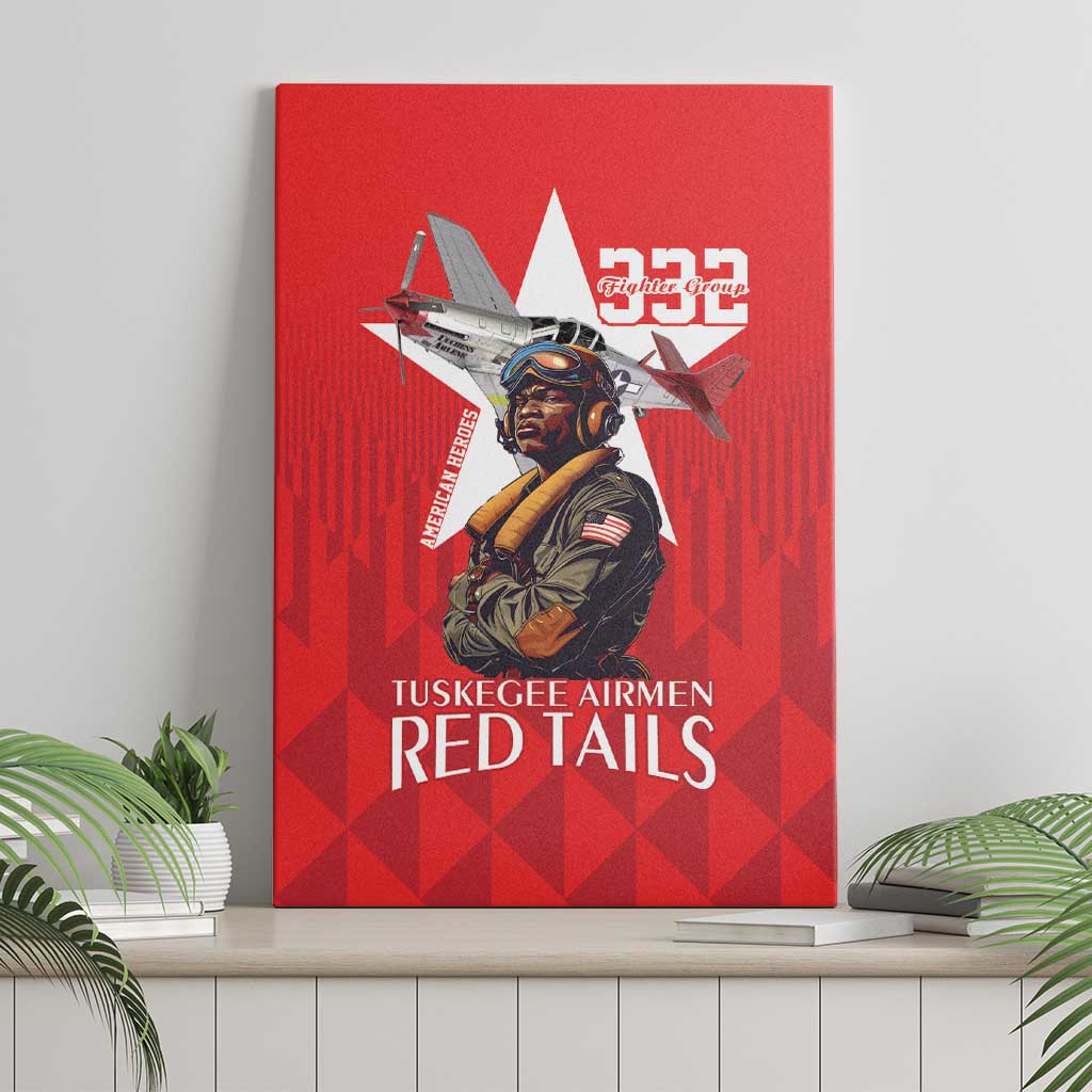 Tuskegee Airmen Red Tails Canvas Wall Art African American Pilots Heritage Red Style - Wonder Print Shop