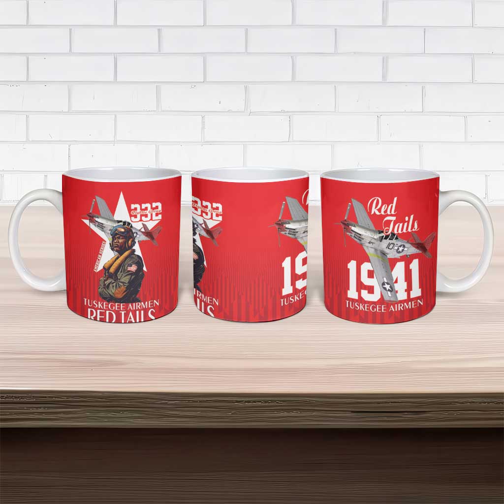 Tuskegee Airmen Red Tails Ceramic Mug African American Pilots Heritage Red Style - Wonder Print Shop