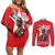 Tuskegee Airmen Red Tails Couples Matching Off Shoulder Short Dress and Long Sleeve Button Shirt African American Pilots Heritage Red Style - Wonder Print Shop