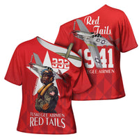 Tuskegee Airmen Red Tails Cross Shoulder Shirt African American Pilots Heritage Red Style - Wonder Print Shop