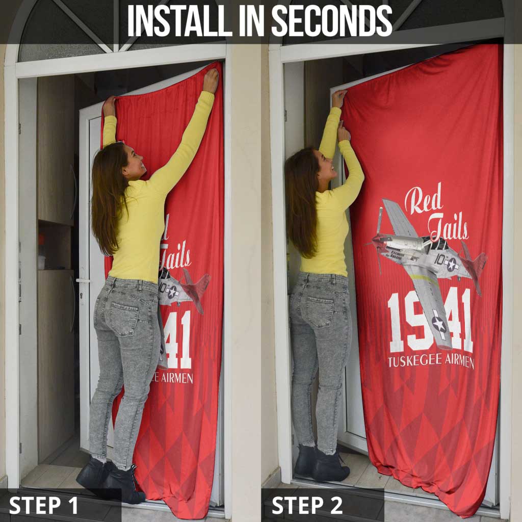Tuskegee Airmen Red Tails Door Cover African American Pilots Heritage Red Style - Wonder Print Shop