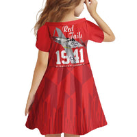 Tuskegee Airmen Red Tails Family Matching Long Sleeve Bodycon Dress and Hawaiian Shirt African American Pilots Heritage Red Style - Wonder Print Shop