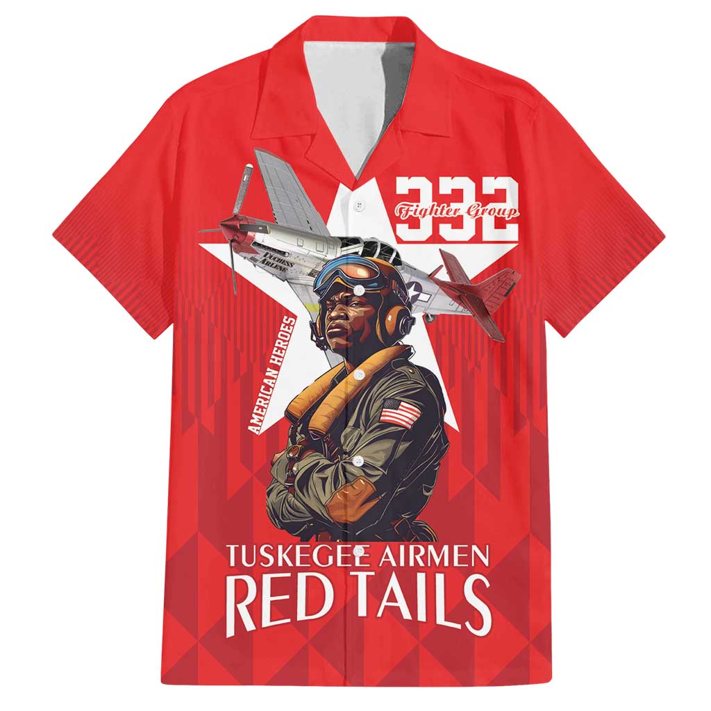Tuskegee Airmen Red Tails Family Matching Long Sleeve Bodycon Dress and Hawaiian Shirt African American Pilots Heritage Red Style - Wonder Print Shop