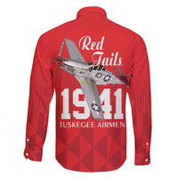 Tuskegee Airmen Red Tails Family Matching Long Sleeve Bodycon Dress and Hawaiian Shirt African American Pilots Heritage Red Style - Wonder Print Shop