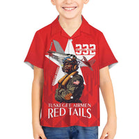Tuskegee Airmen Red Tails Family Matching Long Sleeve Bodycon Dress and Hawaiian Shirt African American Pilots Heritage Red Style - Wonder Print Shop