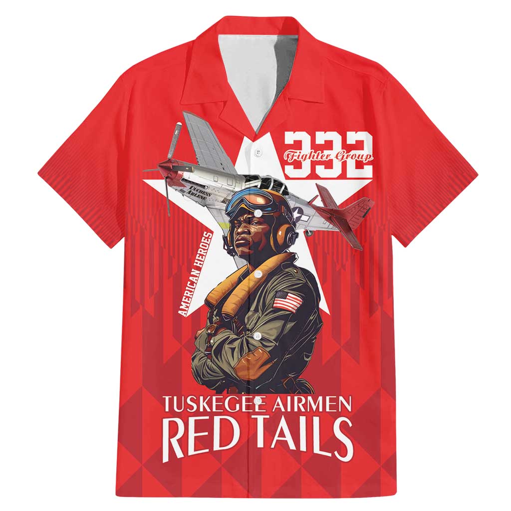 Tuskegee Airmen Red Tails Family Matching Mermaid Dress and Hawaiian Shirt African American Pilots Heritage Red Style - Wonder Print Shop