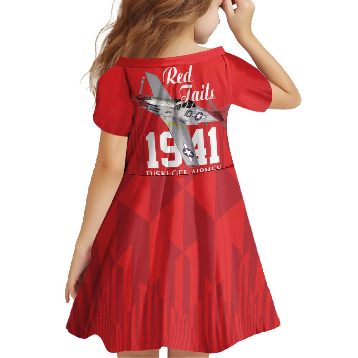 Tuskegee Airmen Red Tails Family Matching Off The Shoulder Long Sleeve Dress and Hawaiian Shirt African American Pilots Heritage Red Style - Wonder Print Shop