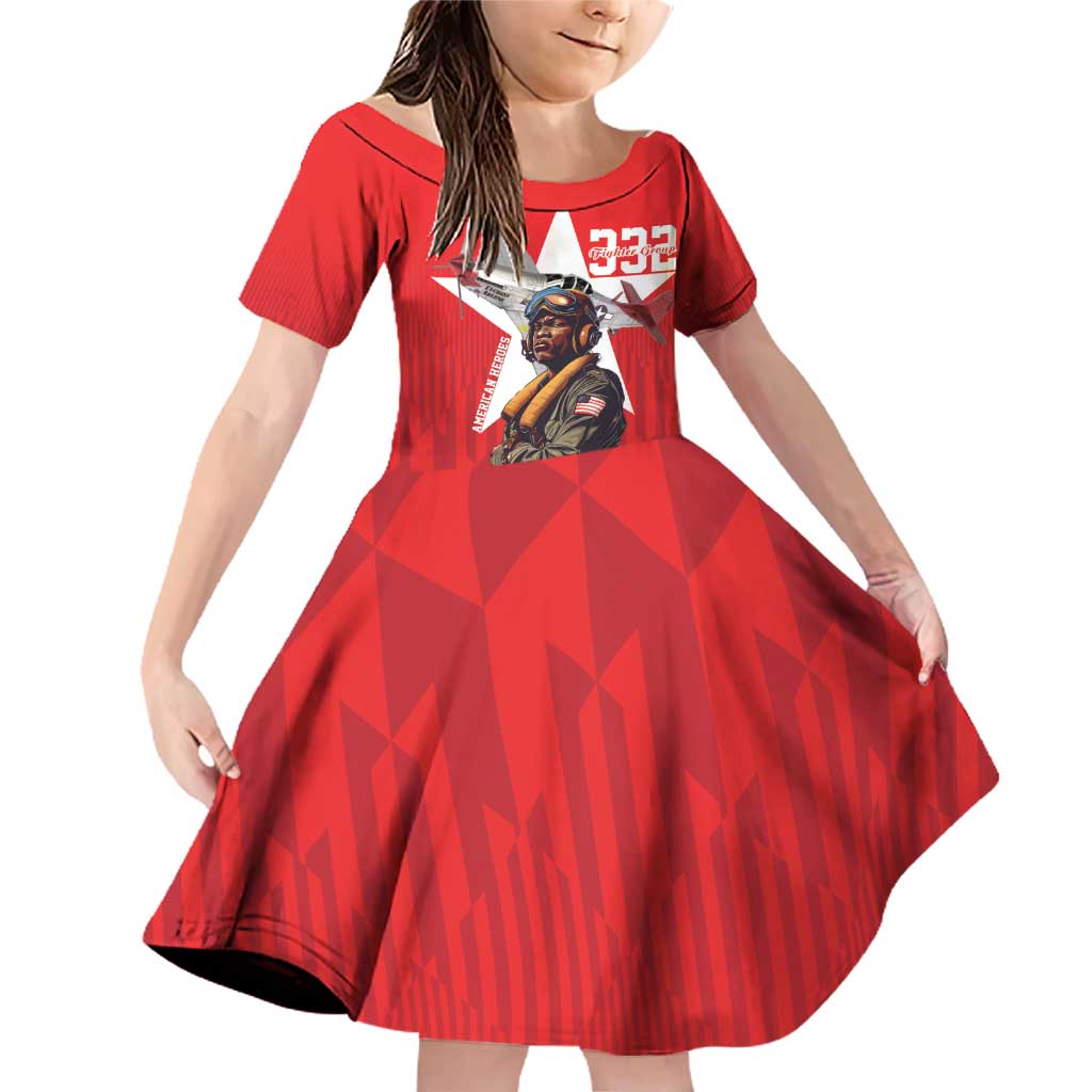 Tuskegee Airmen Red Tails Family Matching Off Shoulder Short Dress and Hawaiian Shirt African American Pilots Heritage Red Style - Wonder Print Shop