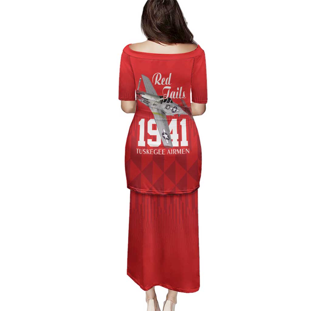 Tuskegee Airmen Red Tails Family Matching Puletasi and Hawaiian Shirt African American Pilots Heritage Red Style - Wonder Print Shop