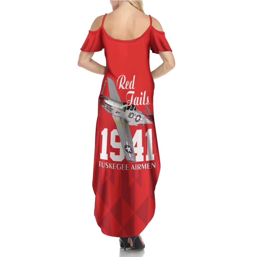 Tuskegee Airmen Red Tails Family Matching Summer Maxi Dress and Hawaiian Shirt African American Pilots Heritage Red Style - Wonder Print Shop