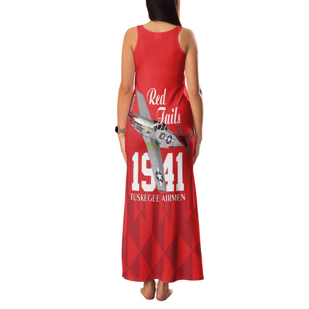 Tuskegee Airmen Red Tails Family Matching Tank Maxi Dress and Hawaiian Shirt African American Pilots Heritage Red Style - Wonder Print Shop