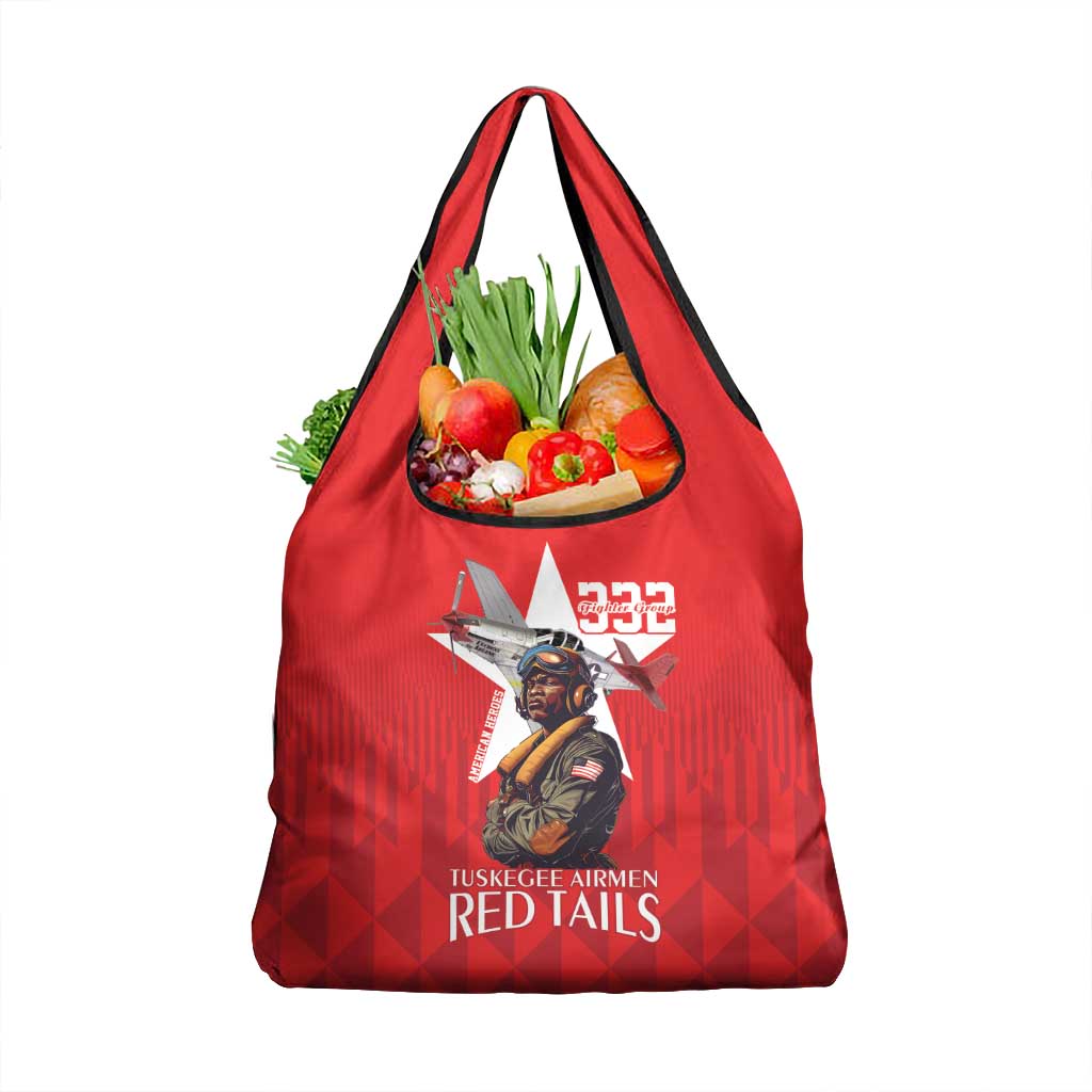 Tuskegee Airmen Red Tails Grocery Bag African American Pilots Heritage Red Style - Wonder Print Shop