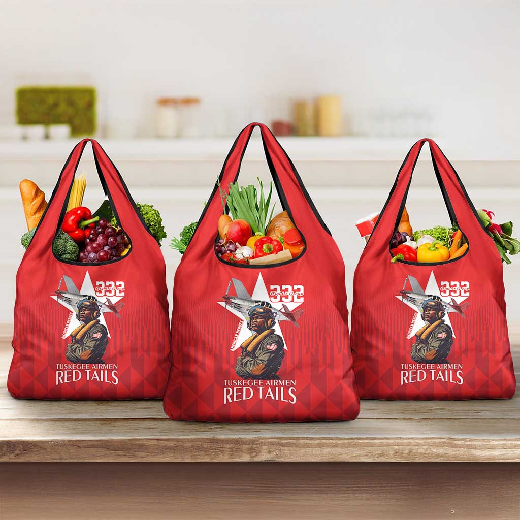 Tuskegee Airmen Red Tails Grocery Bag African American Pilots Heritage Red Style - Wonder Print Shop
