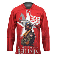 Tuskegee Airmen Red Tails Hockey Jersey African American Pilots Heritage Red Style - Wonder Print Shop