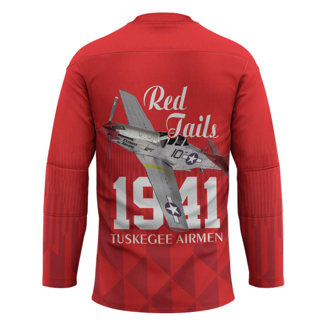 Tuskegee Airmen Red Tails Hockey Jersey African American Pilots Heritage Red Style - Wonder Print Shop