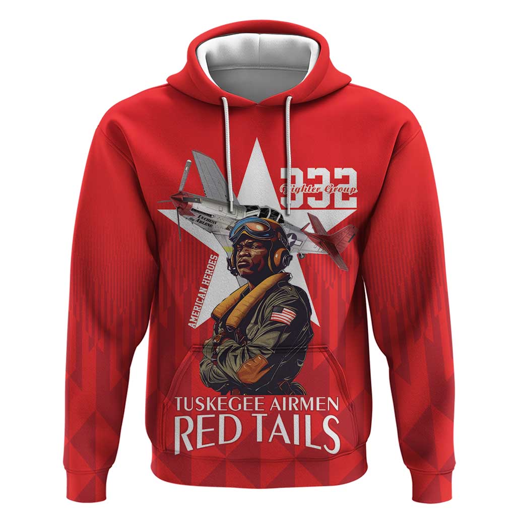 Tuskegee Airmen Red Tails Hoodie African American Pilots Heritage Red Style - Wonder Print Shop