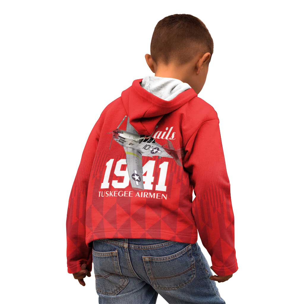 Tuskegee Airmen Red Tails Kid Hoodie African American Pilots Heritage Red Style - Wonder Print Shop