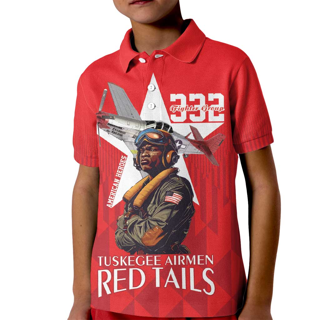 Tuskegee Airmen Red Tails Kid Polo Shirt African American Pilots Heritage Red Style - Wonder Print Shop