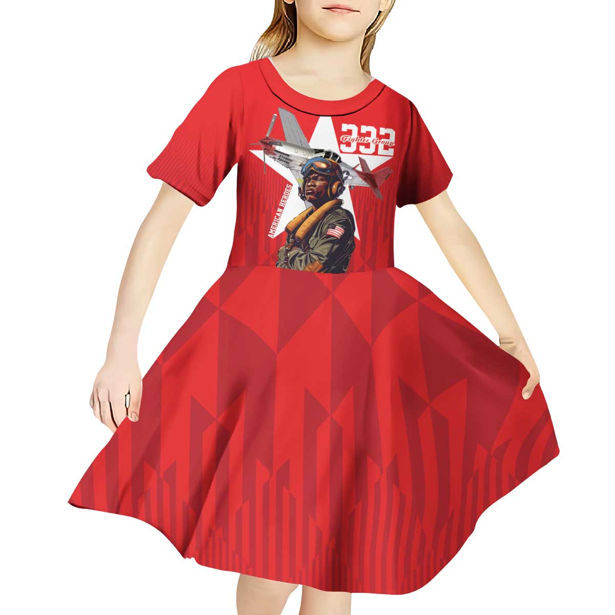 Tuskegee Airmen Red Tails Kid Short Sleeve Dress African American Pilots Heritage Red Style - Wonder Print Shop