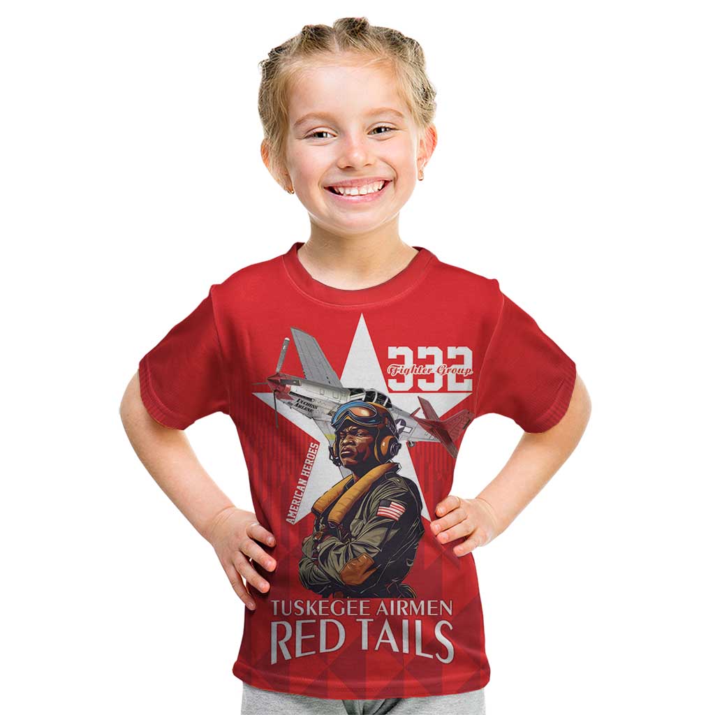 Tuskegee Airmen Red Tails Kid T Shirt African American Pilots Heritage Red Style - Wonder Print Shop