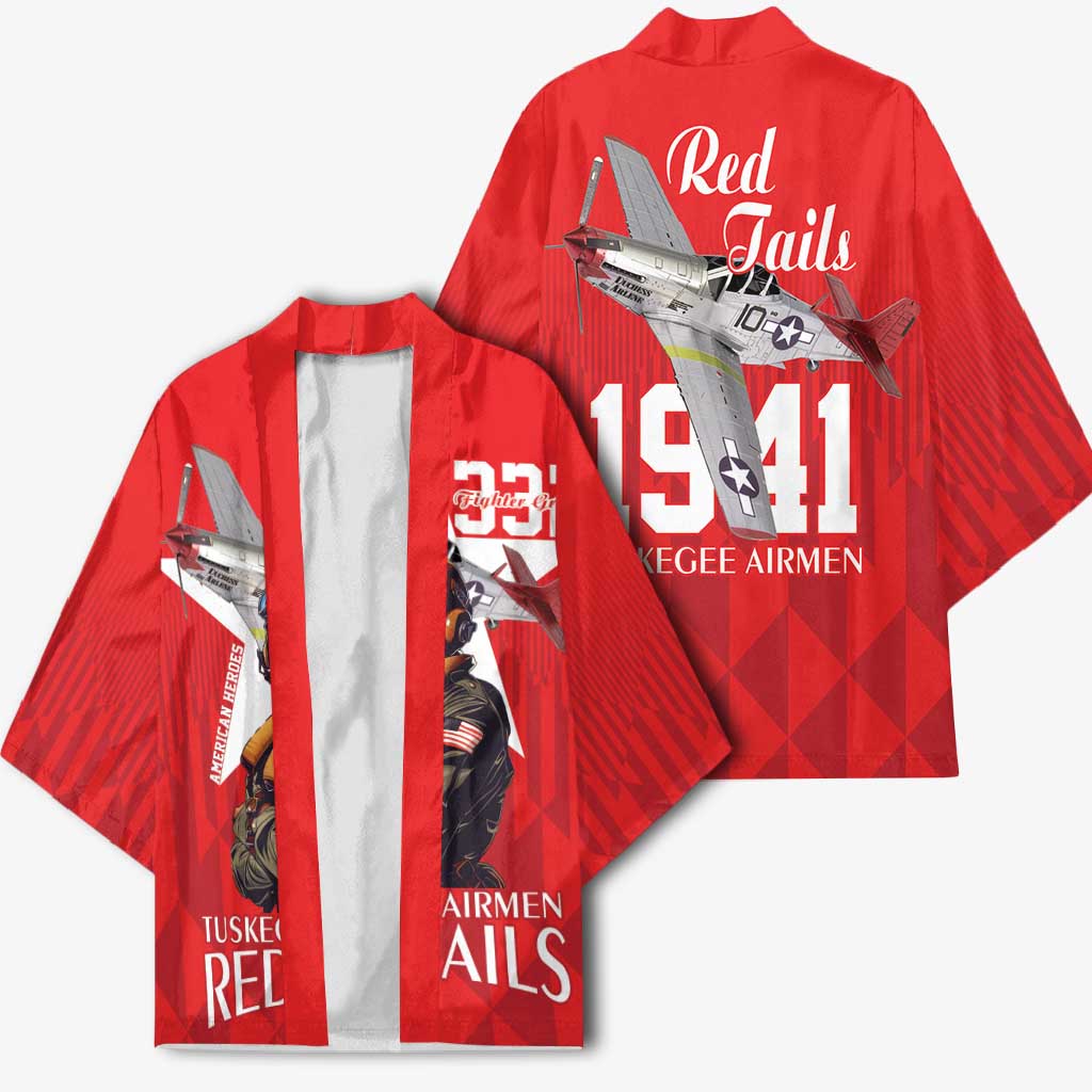 Tuskegee Airmen Red Tails Kimono African American Pilots Heritage Red Style - Wonder Print Shop