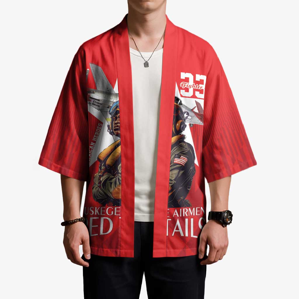 Tuskegee Airmen Red Tails Kimono African American Pilots Heritage Red Style - Wonder Print Shop