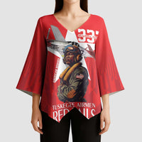 Tuskegee Airmen Red Tails Kimono Sleeve Blouse African American Pilots Heritage Red Style - Wonder Print Shop