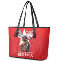 Tuskegee Airmen Red Tails Leather Tote Bag African American Pilots Heritage Red Style - Wonder Print Shop