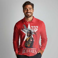 Tuskegee Airmen Red Tails Long Sleeve Polo Shirt African American Pilots Heritage Red Style - Wonder Print Shop