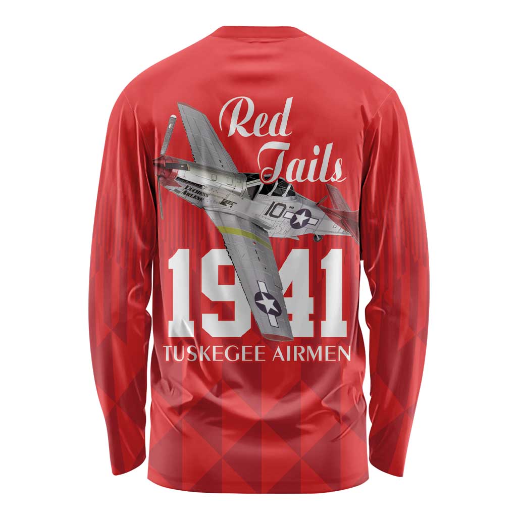 Tuskegee Airmen Red Tails Long Sleeve Shirt African American Pilots Heritage Red Style - Wonder Print Shop