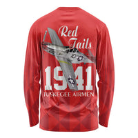 Tuskegee Airmen Red Tails Long Sleeve Shirt African American Pilots Heritage Red Style - Wonder Print Shop