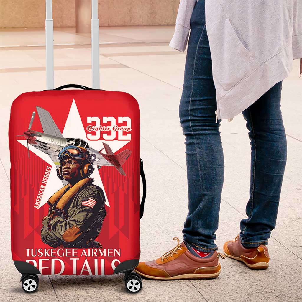 Tuskegee Airmen Red Tails Luggage Cover African American Pilots Heritage Red Style - Wonder Print Shop