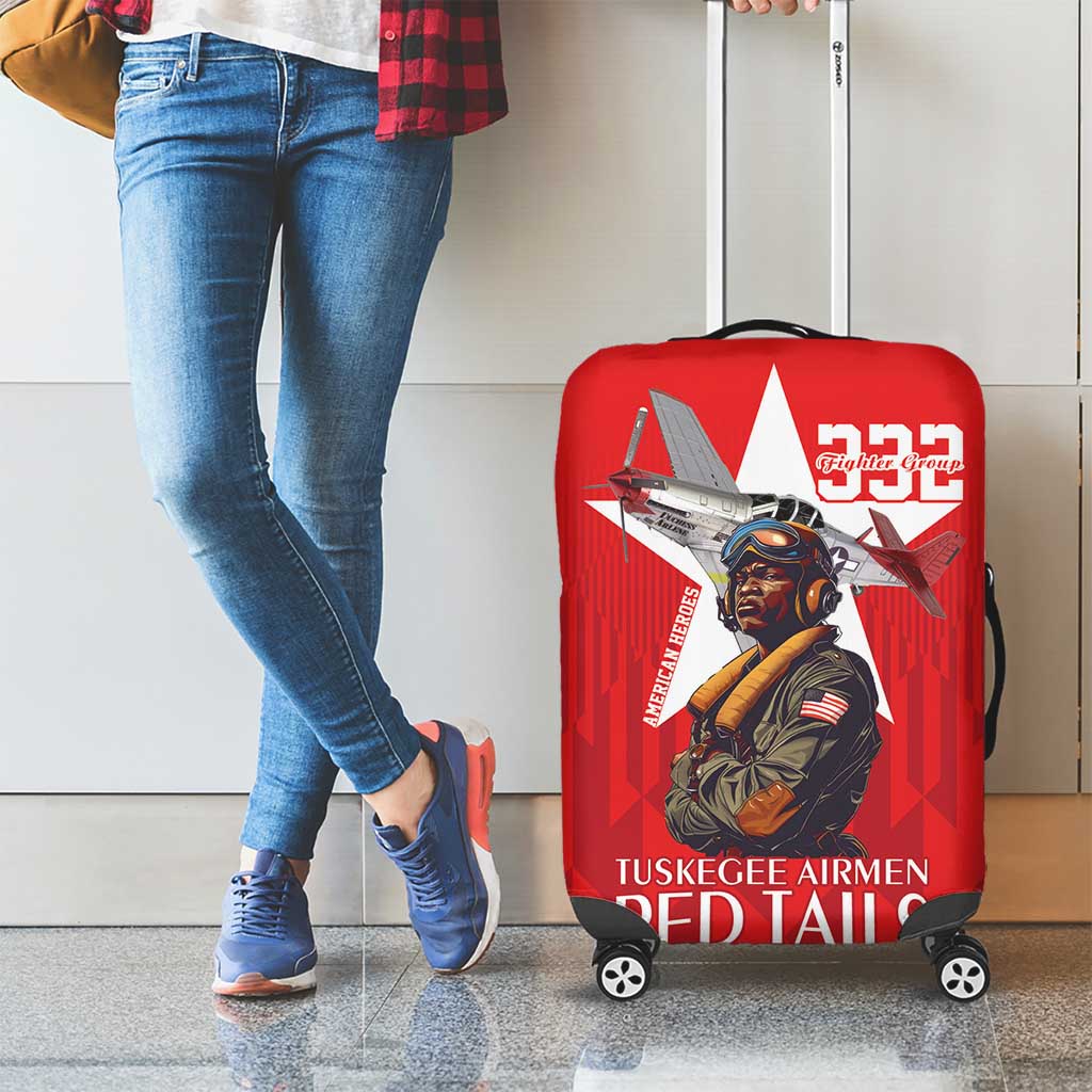 Tuskegee Airmen Red Tails Luggage Cover African American Pilots Heritage Red Style - Wonder Print Shop