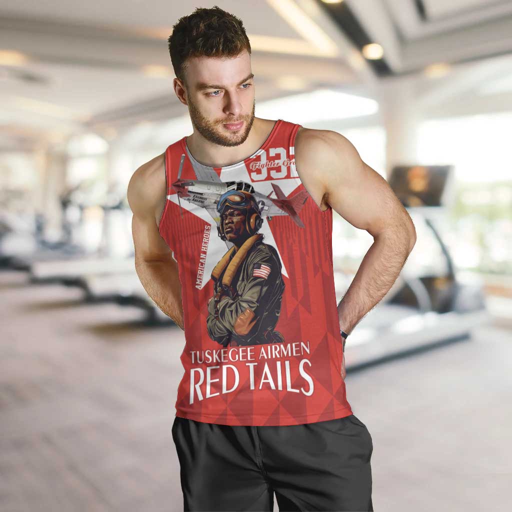 Tuskegee Airmen Red Tails Men Tank Top African American Pilots Heritage Red Style - Wonder Print Shop
