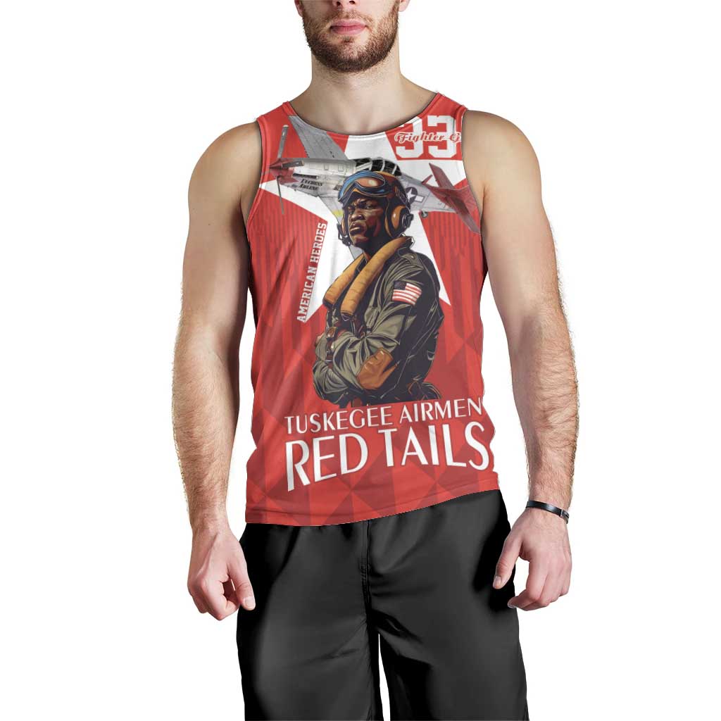Tuskegee Airmen Red Tails Men Tank Top African American Pilots Heritage Red Style - Wonder Print Shop