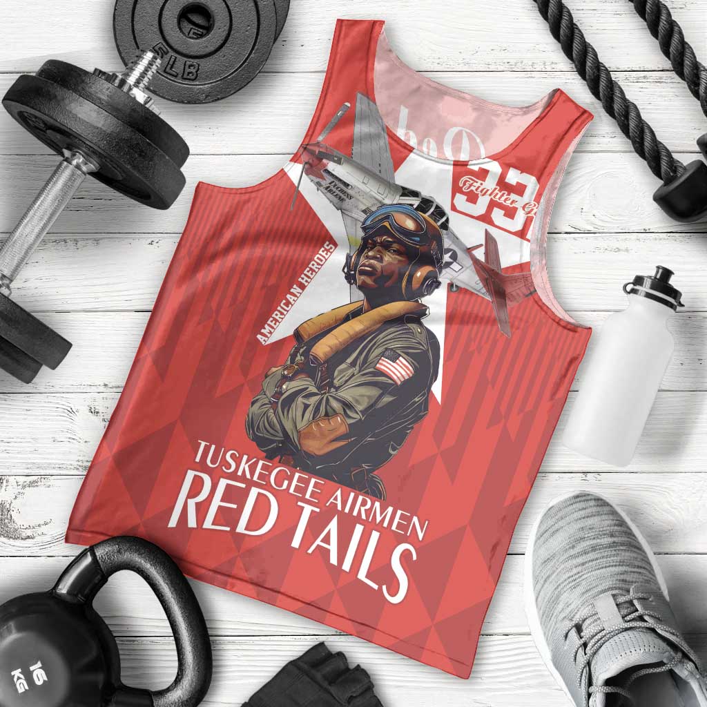 Tuskegee Airmen Red Tails Men Tank Top African American Pilots Heritage Red Style - Wonder Print Shop