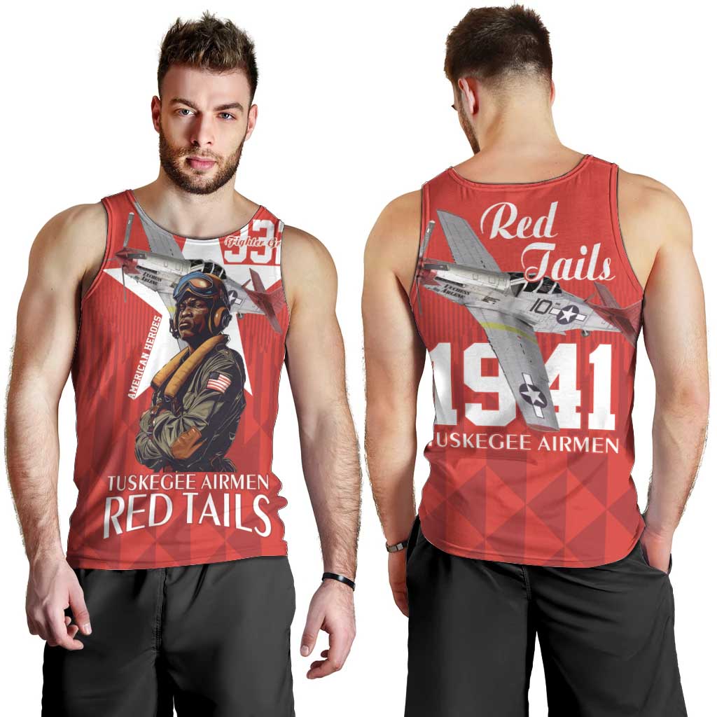 Tuskegee Airmen Red Tails Men Tank Top African American Pilots Heritage Red Style - Wonder Print Shop