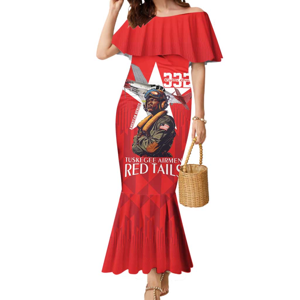 Tuskegee Airmen Red Tails Mermaid Dress African American Pilots Heritage Red Style - Wonder Print Shop
