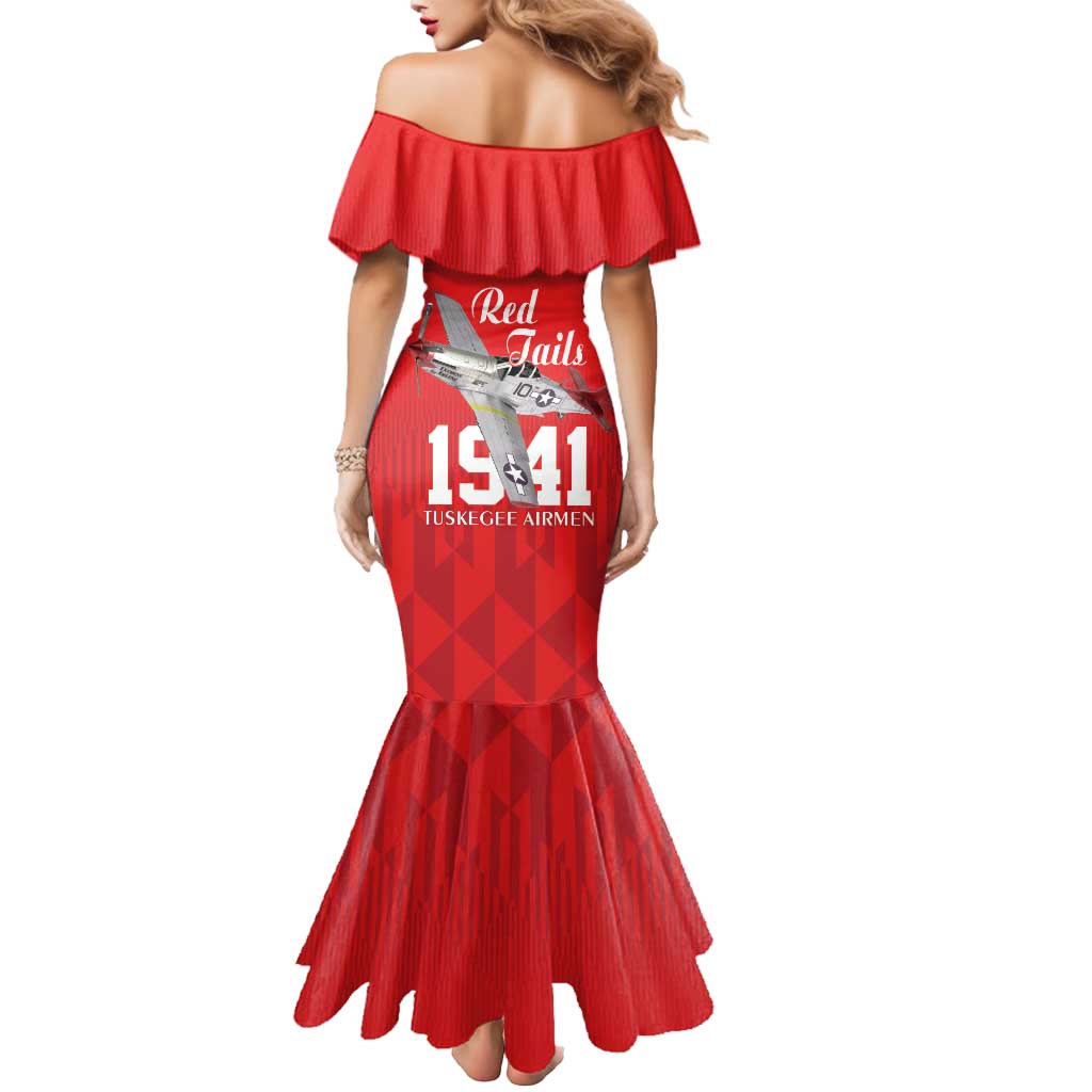 Tuskegee Airmen Red Tails Mermaid Dress African American Pilots Heritage Red Style - Wonder Print Shop
