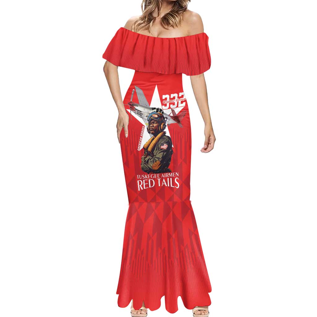Tuskegee Airmen Red Tails Mermaid Dress African American Pilots Heritage Red Style - Wonder Print Shop