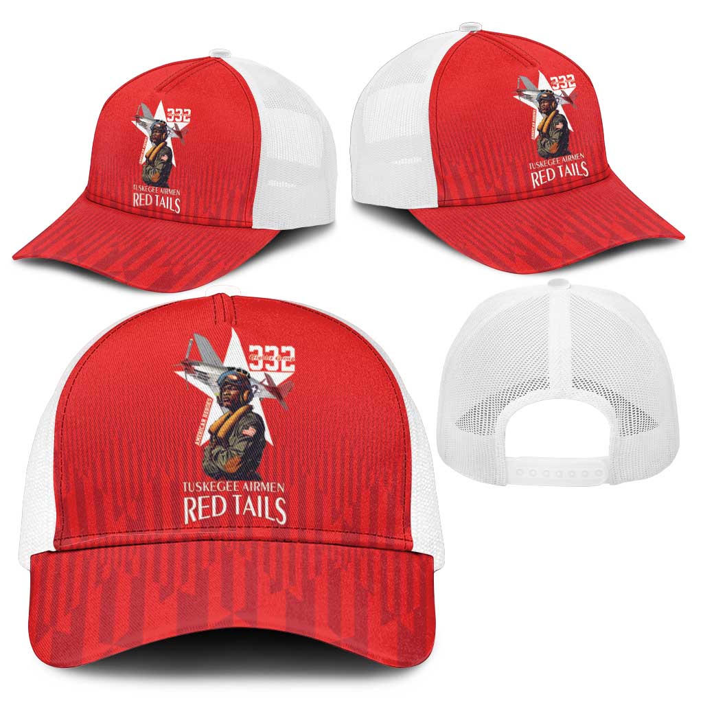 Tuskegee Airmen Red Tails Mesh Trucker Cap African American Pilots Heritage Red Style - Wonder Print Shop