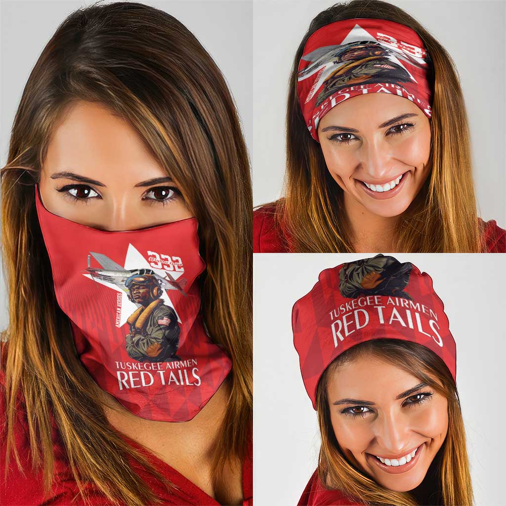 Tuskegee Airmen Red Tails Neck Gaiter African American Pilots Heritage Red Style - Wonder Print Shop