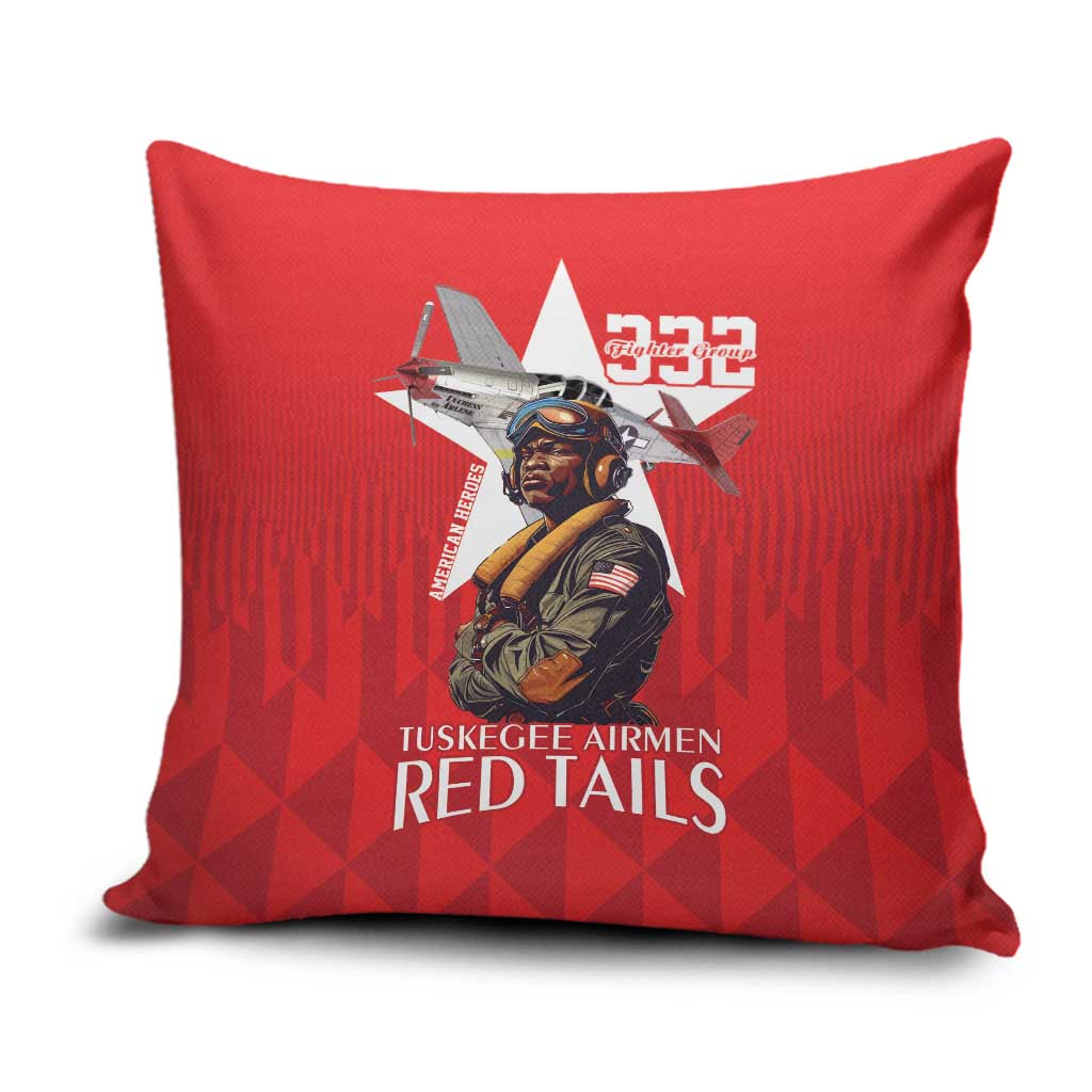 Tuskegee Airmen Red Tails Pillow Cover African American Pilots Heritage Red Style - Wonder Print Shop